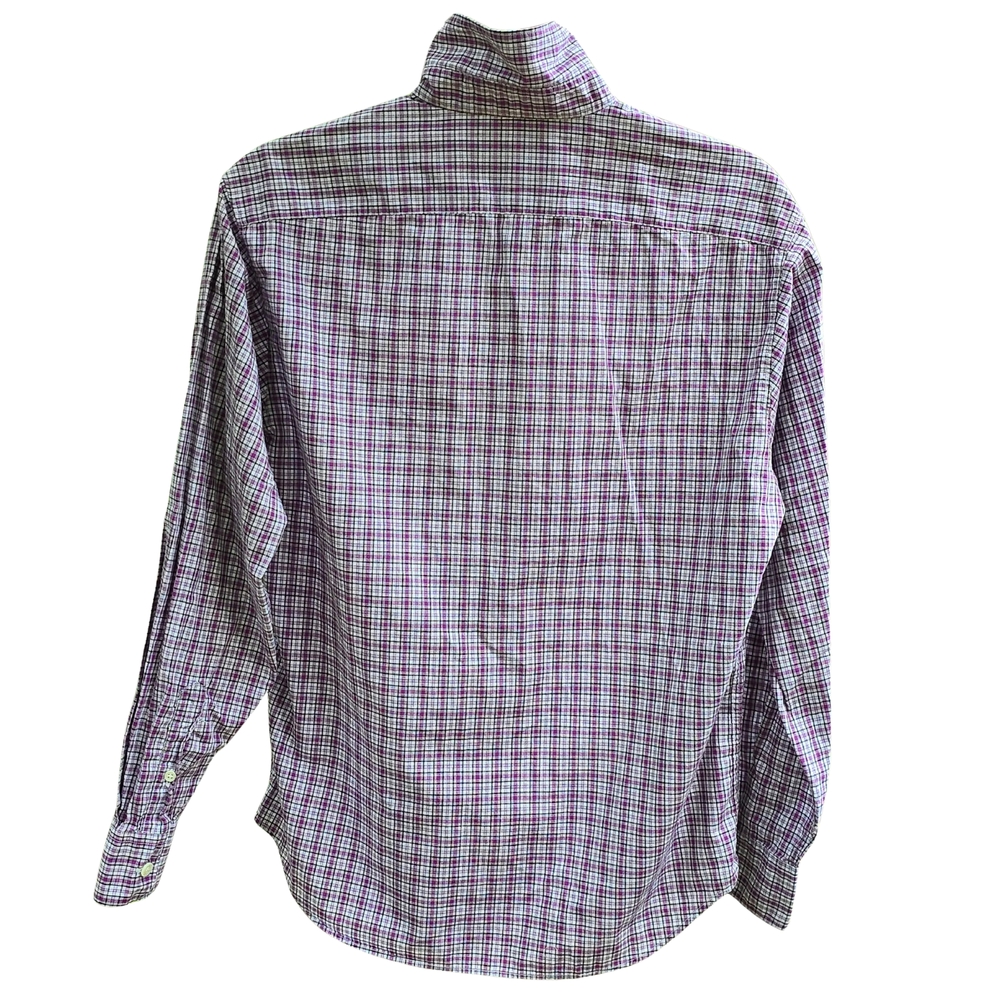 Façonnable Button-Down In Purple Small Check Plaid Extra Small - Picture 10 of 10